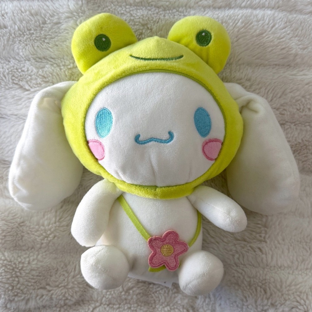 Sanrio Cinnamoroll Frog Hood Plush White Puppy Pink Flower Bag 2024 HU112023‎